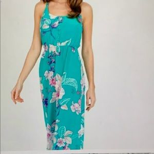 Floral Green Maxi Dress Sz Large Yuri Kim